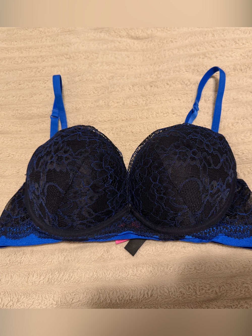 LaSenza Beyond Sexy Women's Blue and Black Lace Push-Up Bra